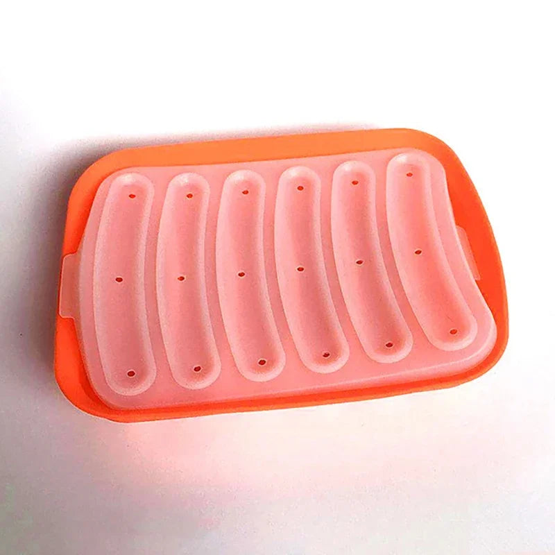 Six-Cavity Silicone Sausage Mould with Lid
