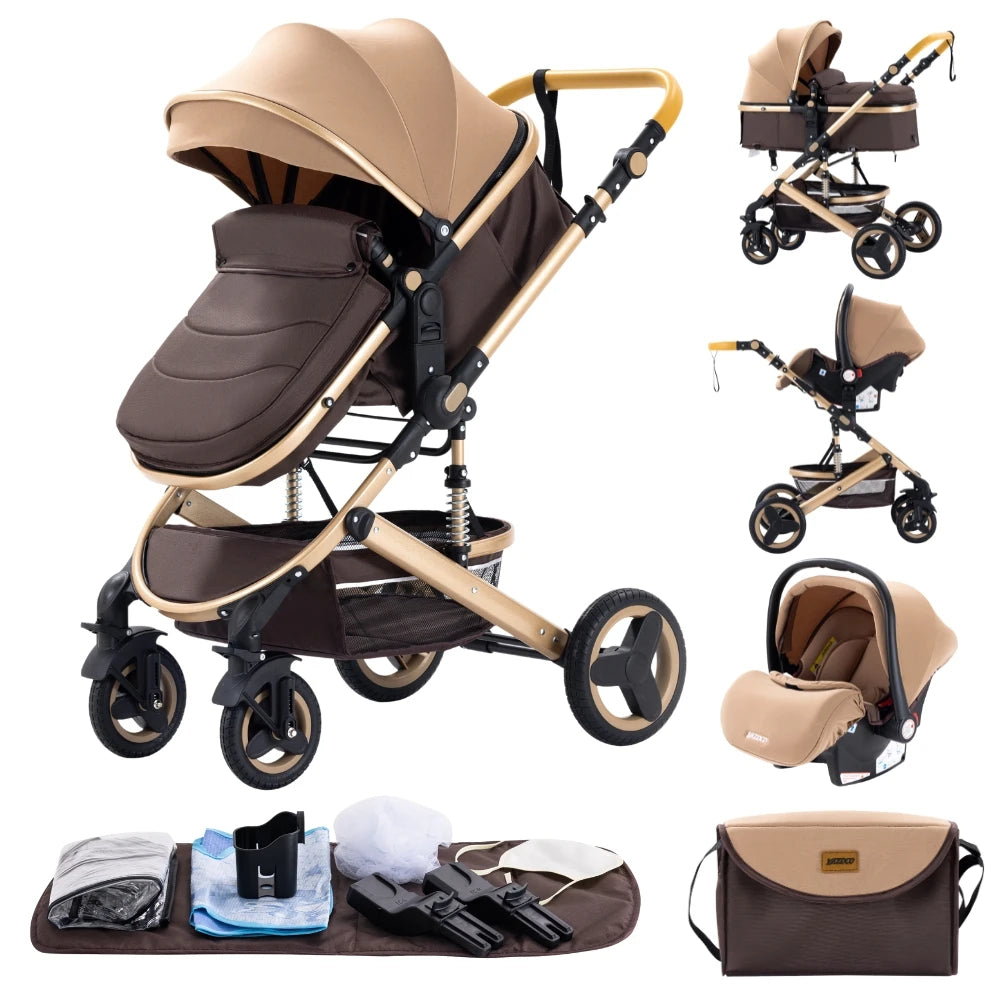Luxury Baby Stroller 3‑in‑1 Travel System With Car Seat
