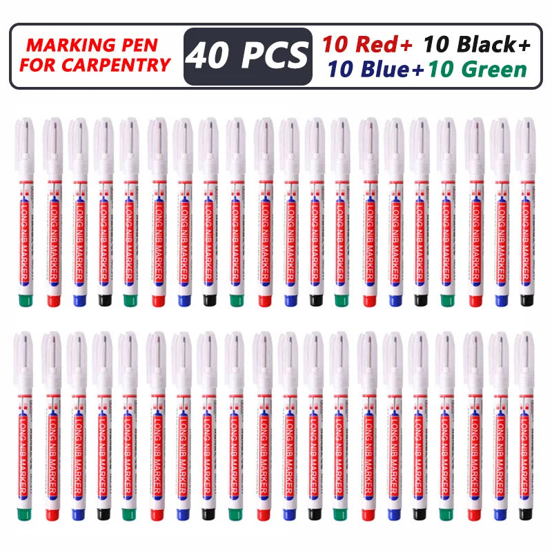 8Pcs/Set 20mm Deep Hole Long Nib Head Markers For Metal Perforating Pen Waterproof Bathroom Woodworking Decoration Multi-Purpose 