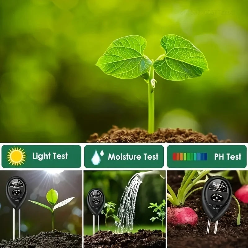 3 in 1 Soil PH Meter Sunlight PH Tester Garden Flowers Soil Moisture Sensor Meter Plants Acidity Humidity PH Monitor Detector 