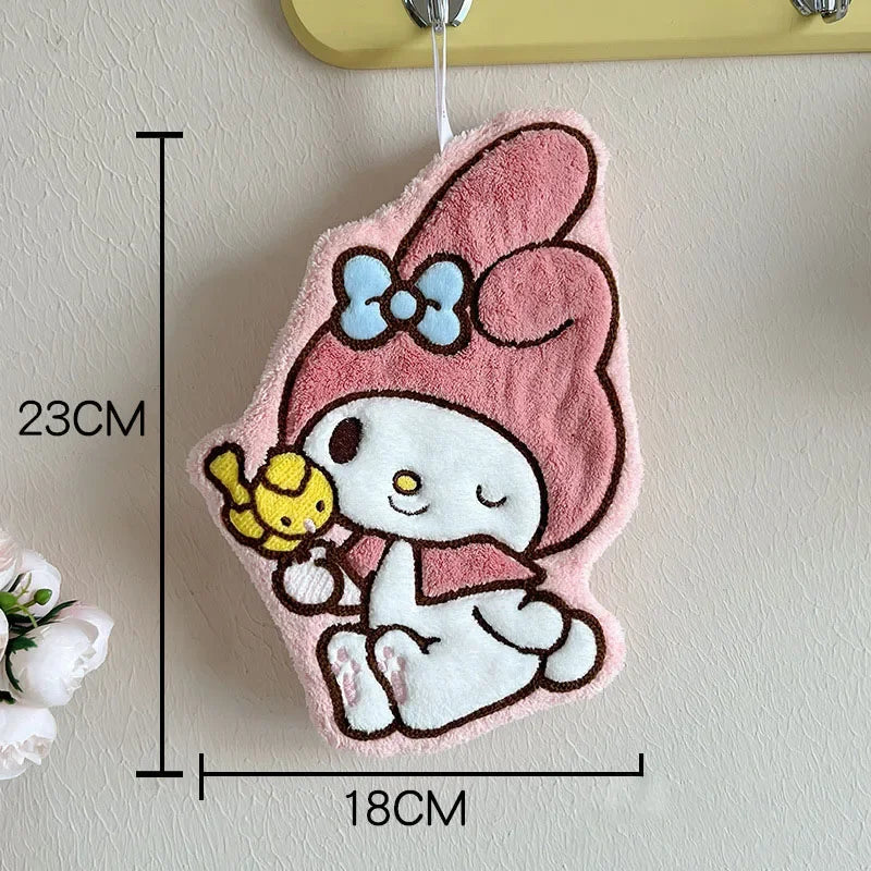 Sanrio Coral Fleece Hand Towel – Hello Kitty, My Melody & Pochacco 🐱 