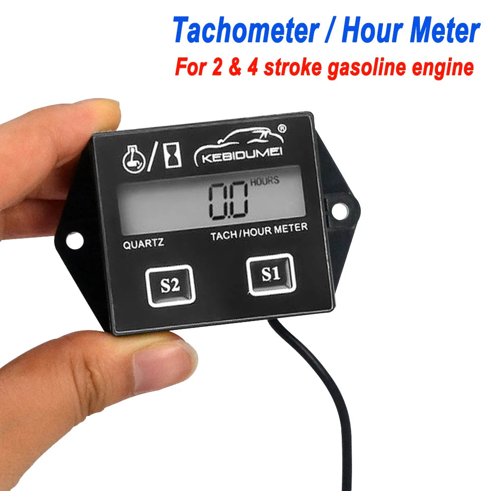 Waterproof Digital Engine Tach Hour Meter Tachometer Gauge Engine RPM LCD Display For Motorcycle Motor Stroke Engine Car Boat