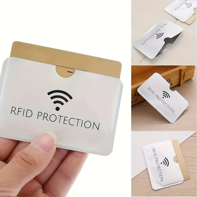 10pcs Aluminium Smart Rfid Blocking Bank Sleeve Wallet, RFID Protection Simple Card Holder 