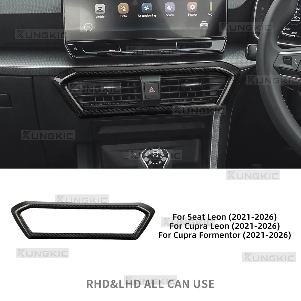 Real Hard Carbon Fiber Center Console Air Outlet Trim for Cupra Leon