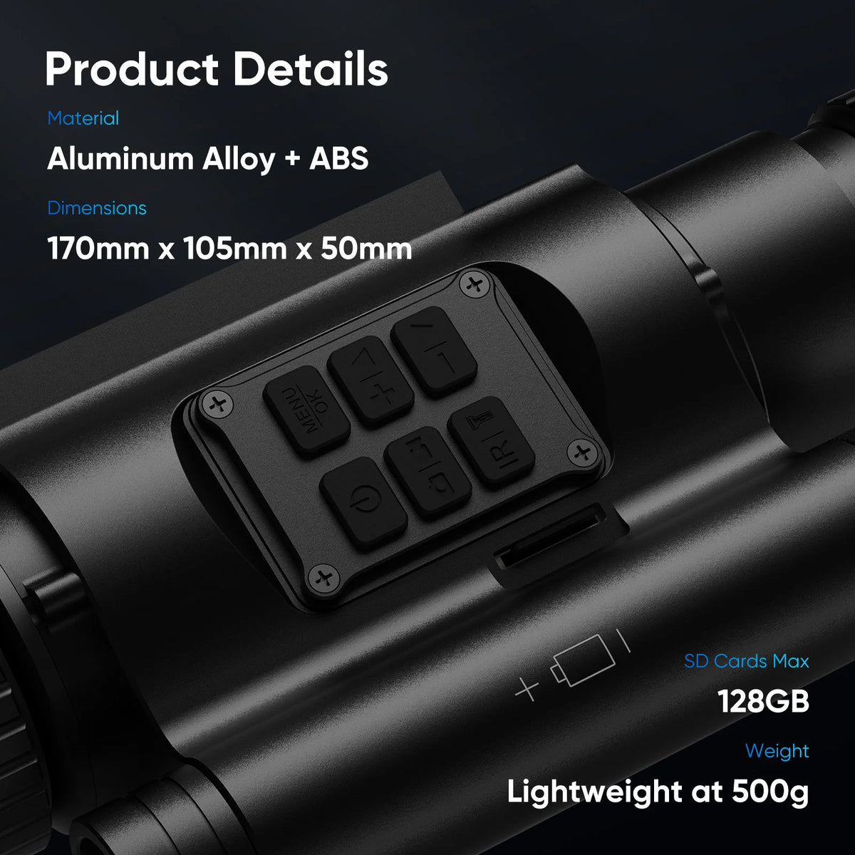 Night Vision Scope 50mm Focal Lens Vision Goggles  for Night Hunting Camping 850nm Day/Night Vision Monocular with Camera&Video