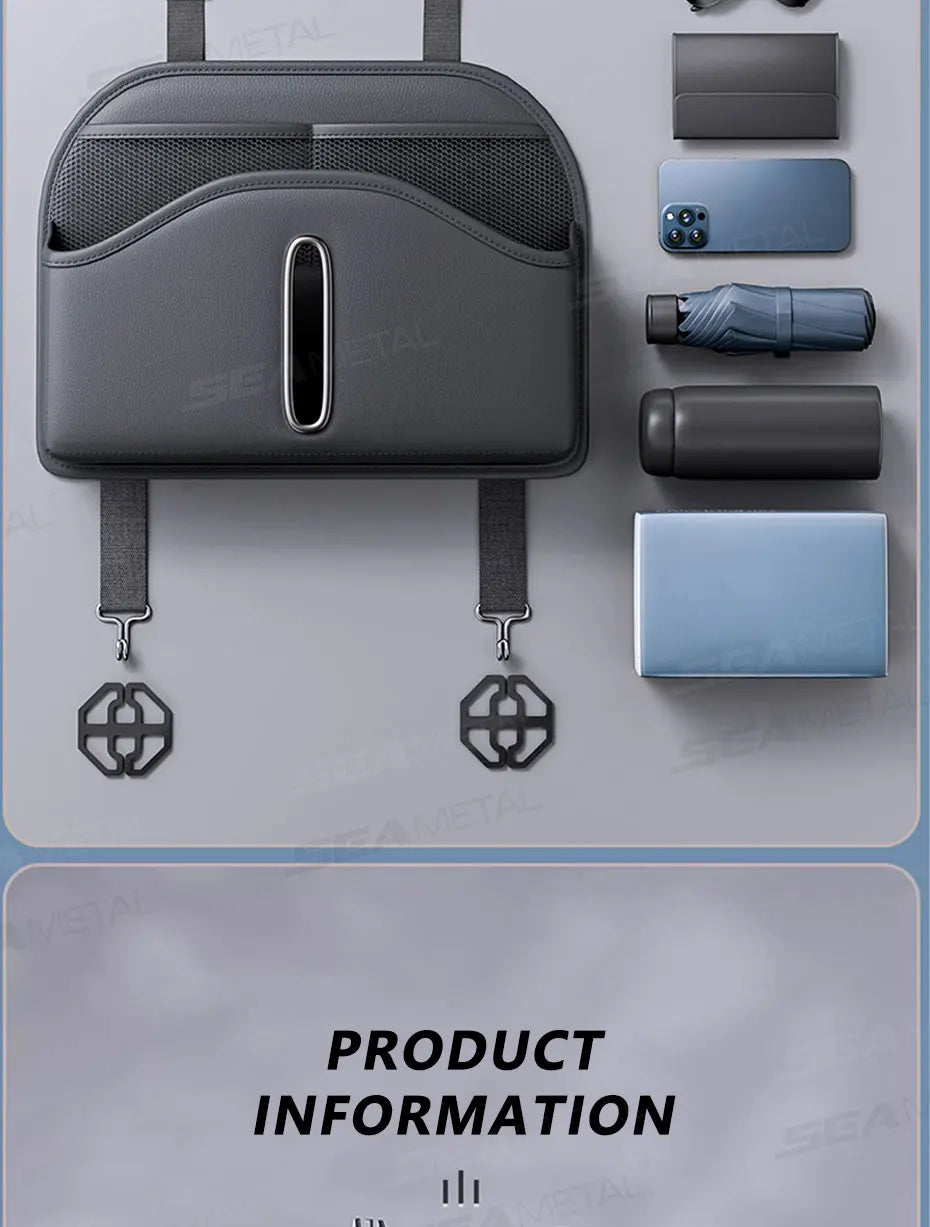 SEAMETAL Car Back Seat Organizer Multi-Functional Seatback Storage Bag Net Pocket Tissue Holder Wear-Resistant Hanging Organizer
