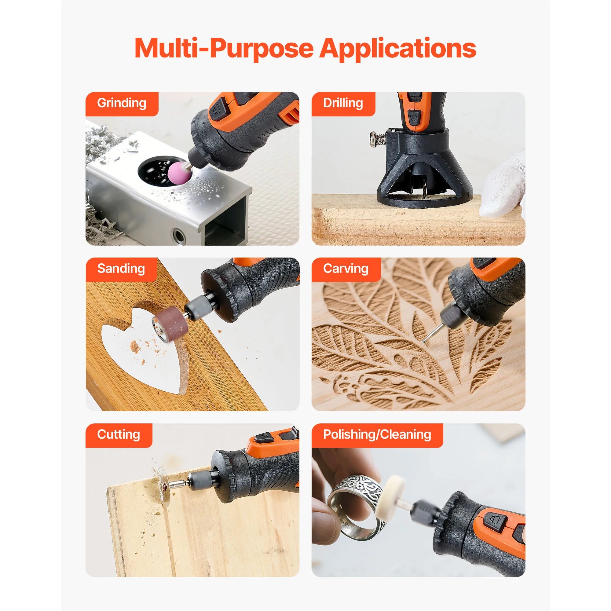 Cordless Rotary Tool Kit with 5 Speeds for DIY Engraving Sanding