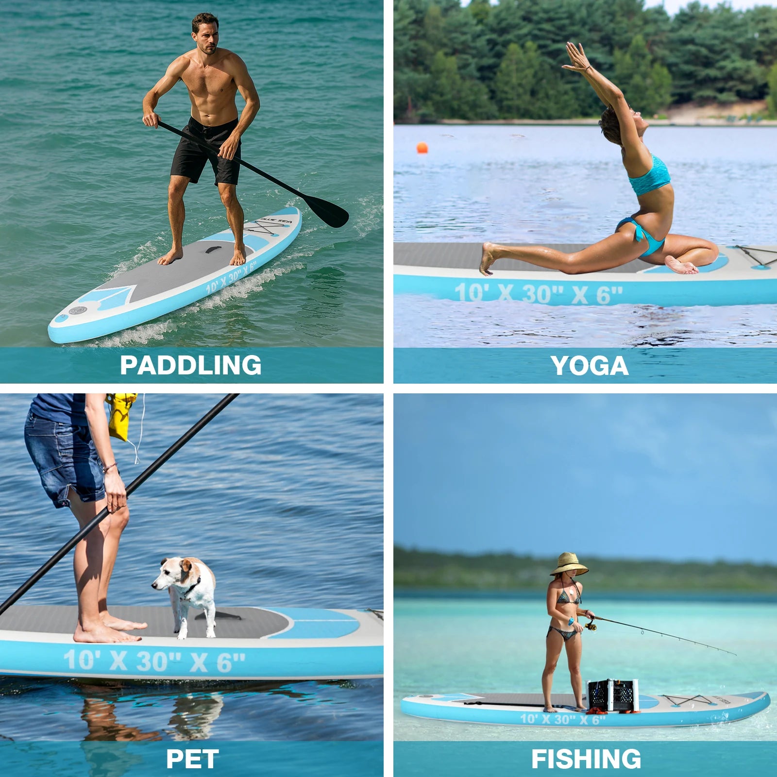 10ft Inflatable Stand Up Paddle Board with EVA Deck & Accessories