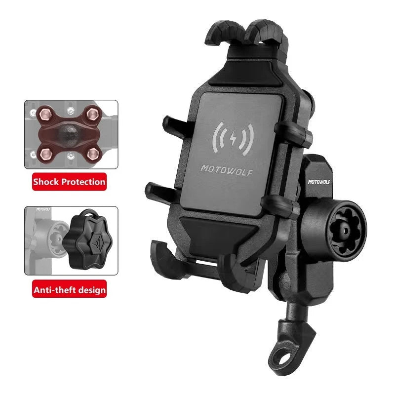 Motorcycle Wireless Charging Phone Mount with 360° Rotation Holder