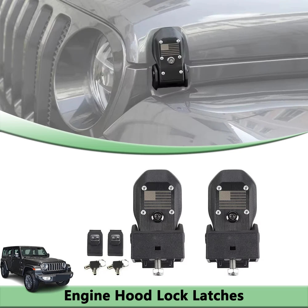 Hood Latches Lock Catch for Jeep Wrangler JL JLU 4XE Rubicon Sahara Sport Gladiator JT 2018-2025 Protection Car Accessories