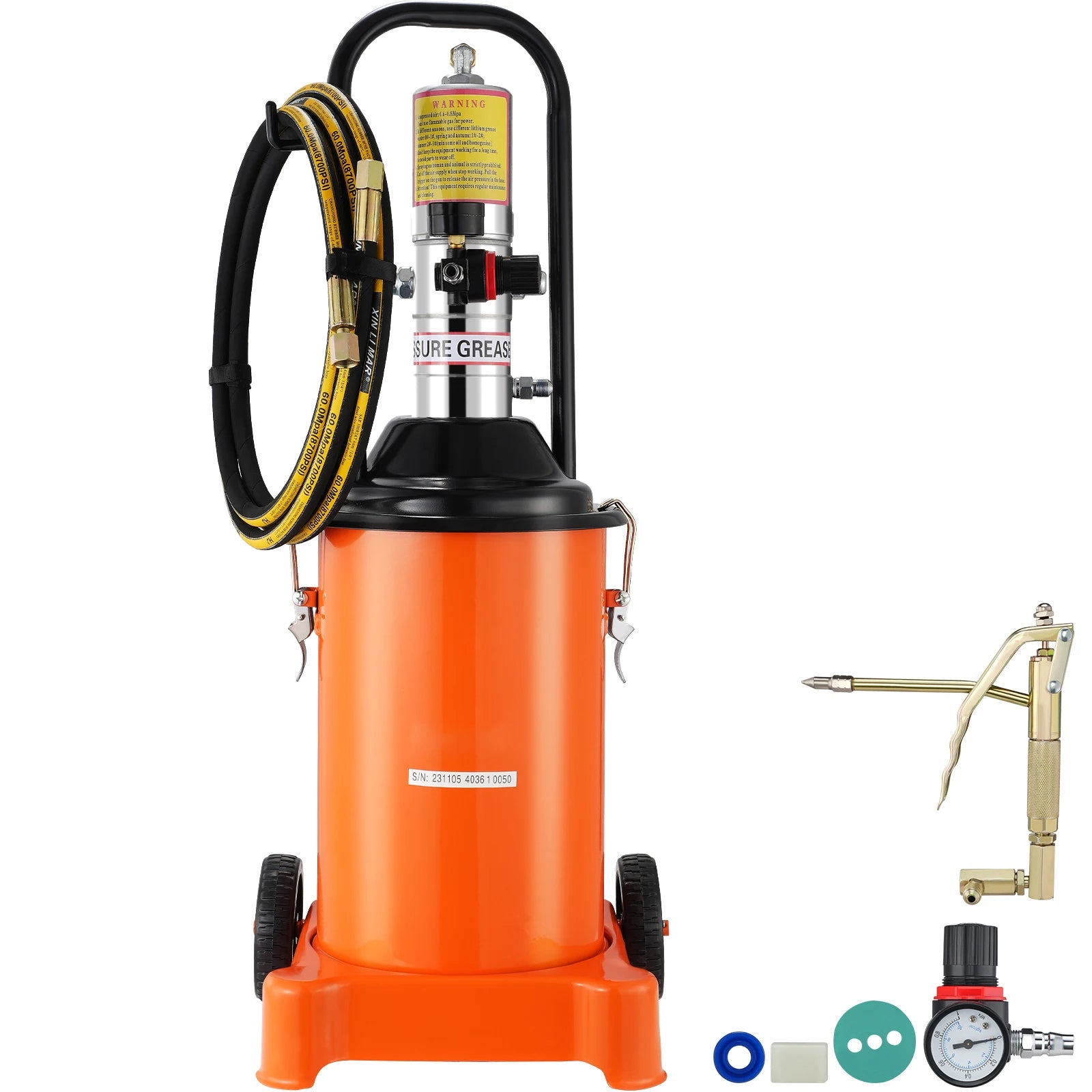 Air Operated Grease Pump with Hose and Wheels, 50:1 Ratio