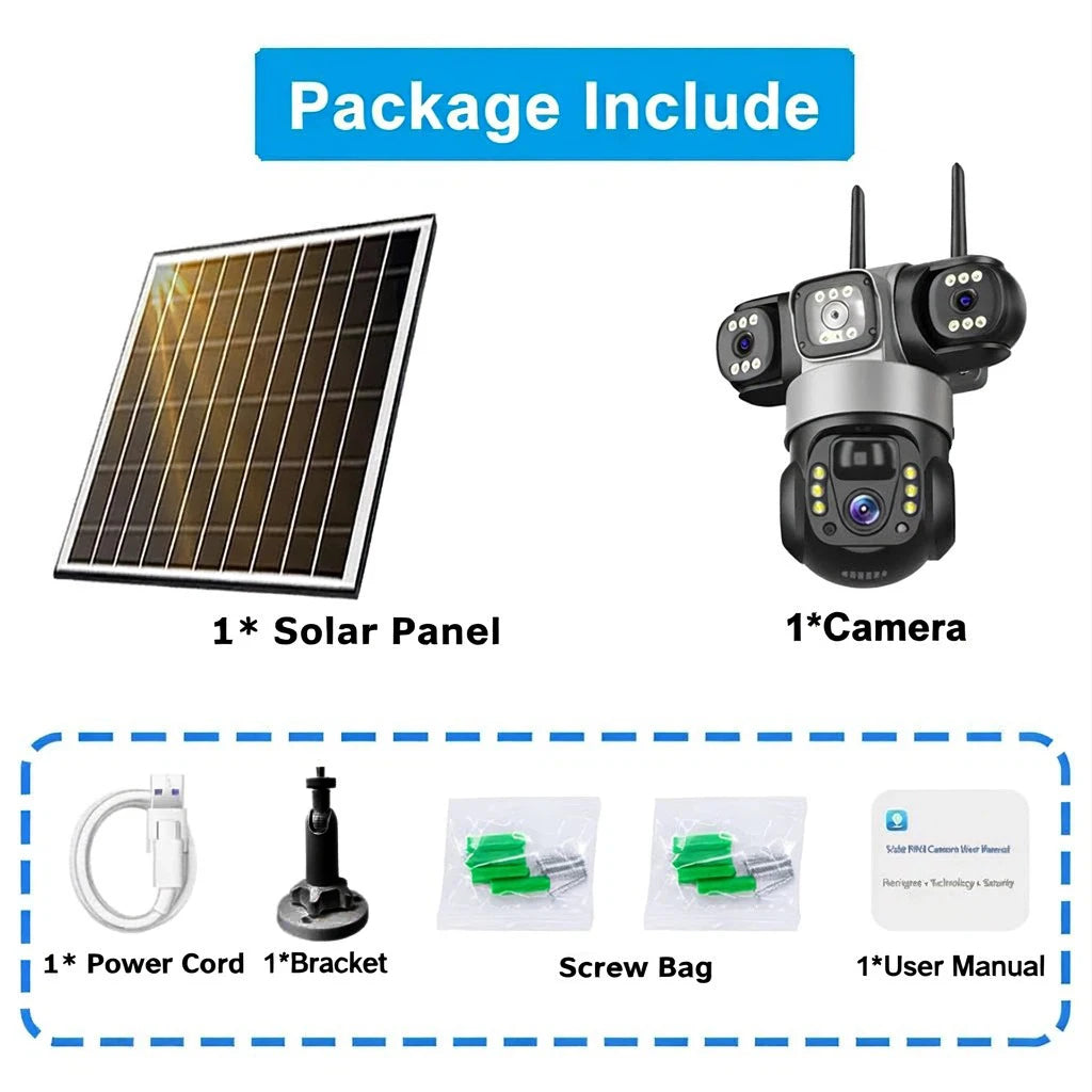 4G LTE Solar Triple-Lens PTZ Security Camera