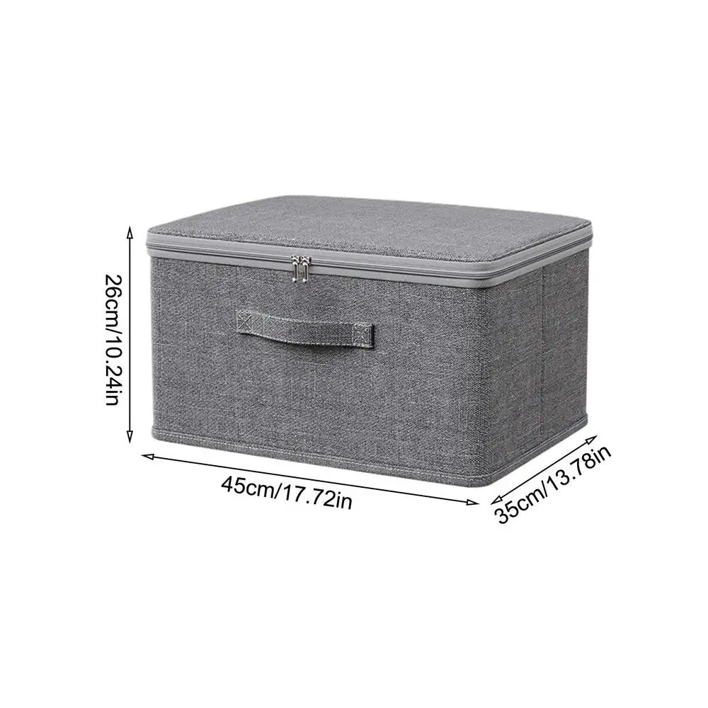 Foldable Fabric Storage Box with Zipped Lid