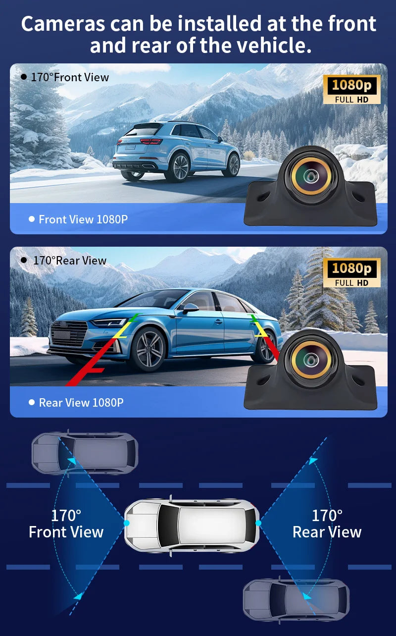 170° HD Car Rear View Camera with Night Vision and Guiding Line
