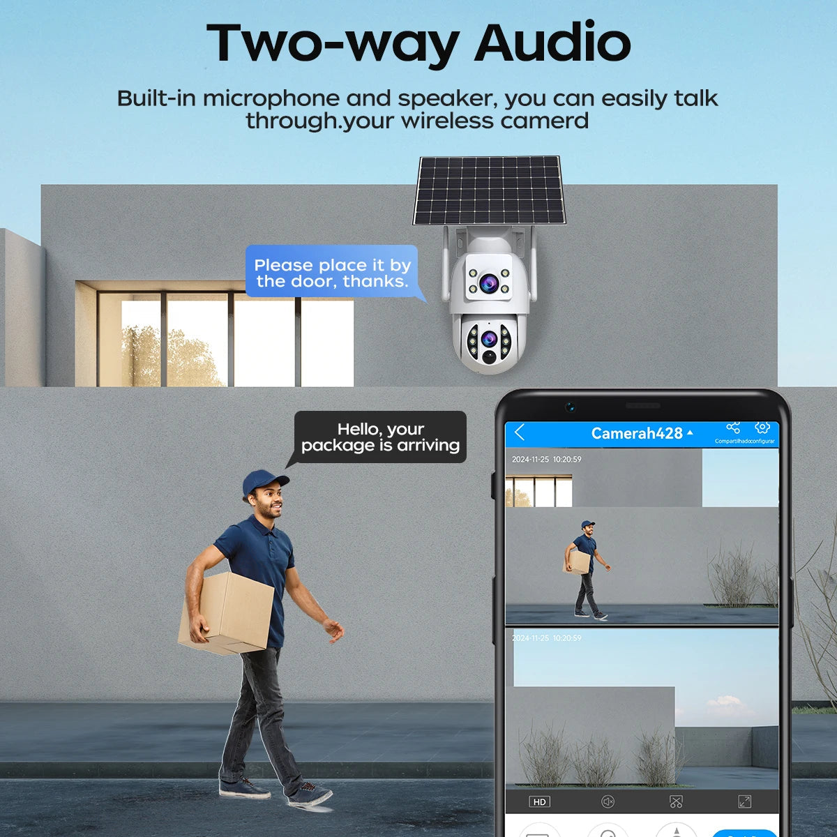 JOOAN 4K Solar Security Camera Wireless Outdoor Dual Lens Solar IP Camera PIR Color Night Vision Auto Tracking Battery CCTV Cam 