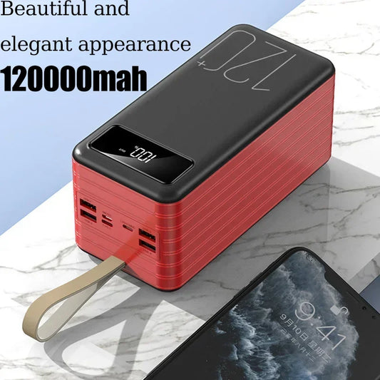 120Ah High Capacity Power Bank 120W Super Fast Charging Portable Charger External Battery Pack Powerbank for IPhone Huawei