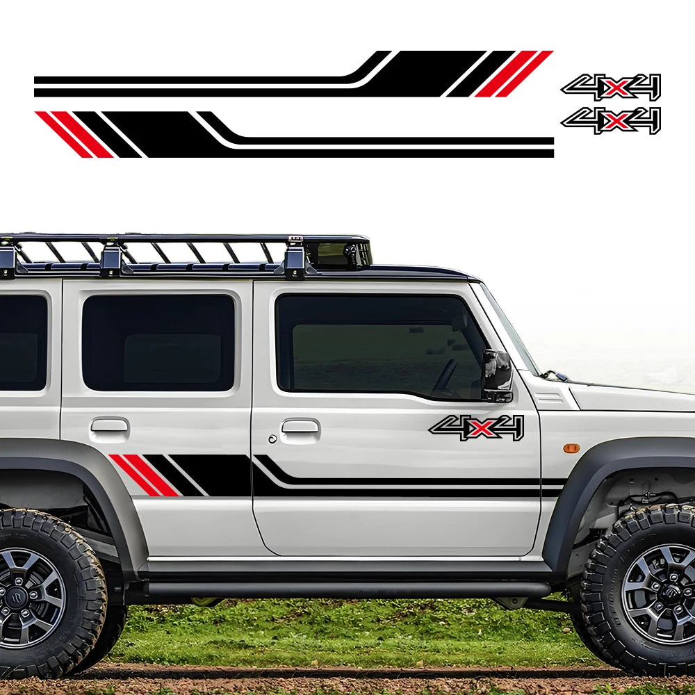 1 Pair Sport Modified 4x4 Off Road Side Letter Waist Line Stripe Body Sticker  Decals Decor for Suzuki Jimny 2019 2020 2021 2022