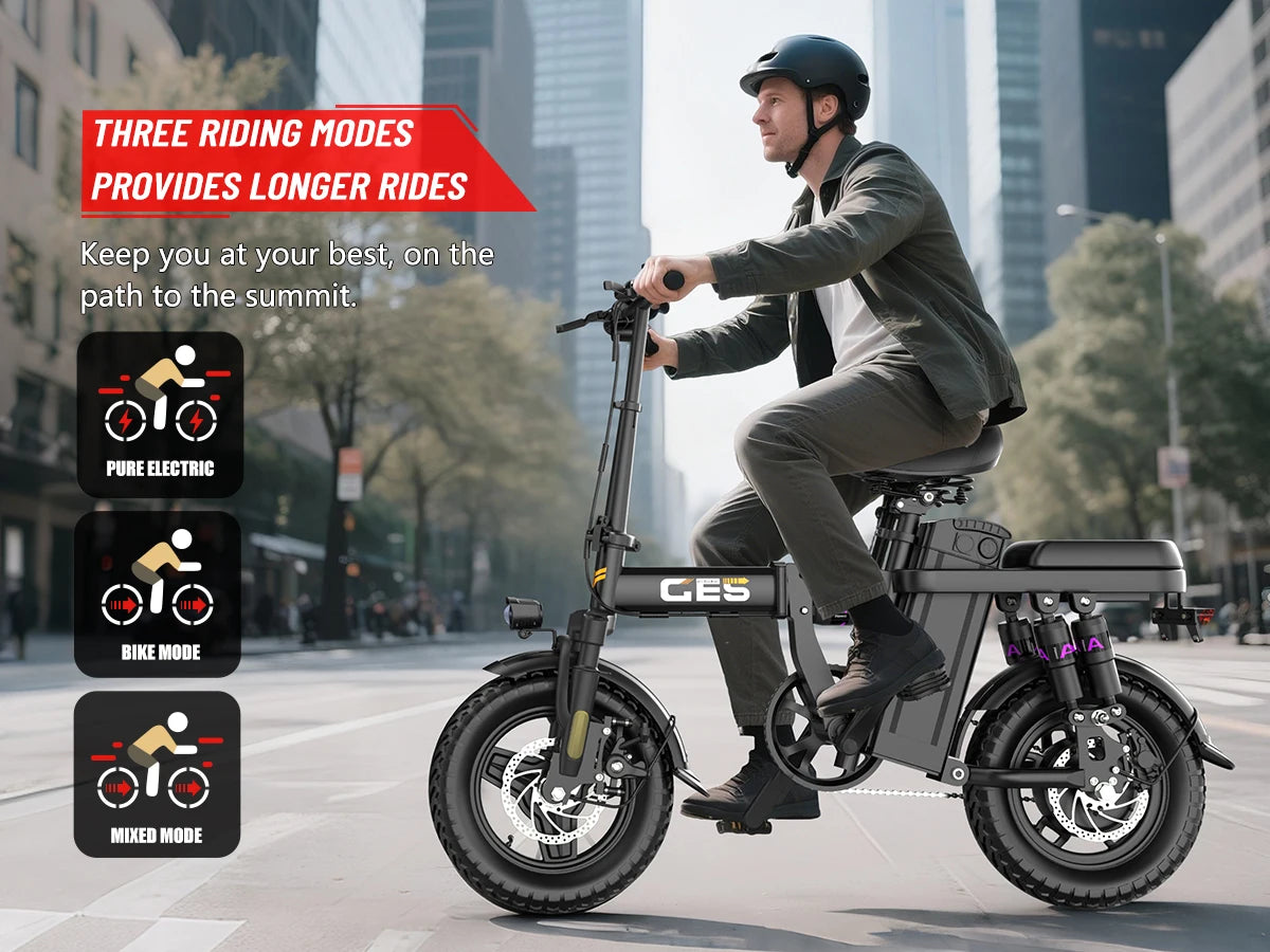 Folding Electric Bike 500W 48V 15Ah Removable Battery 14 Inch