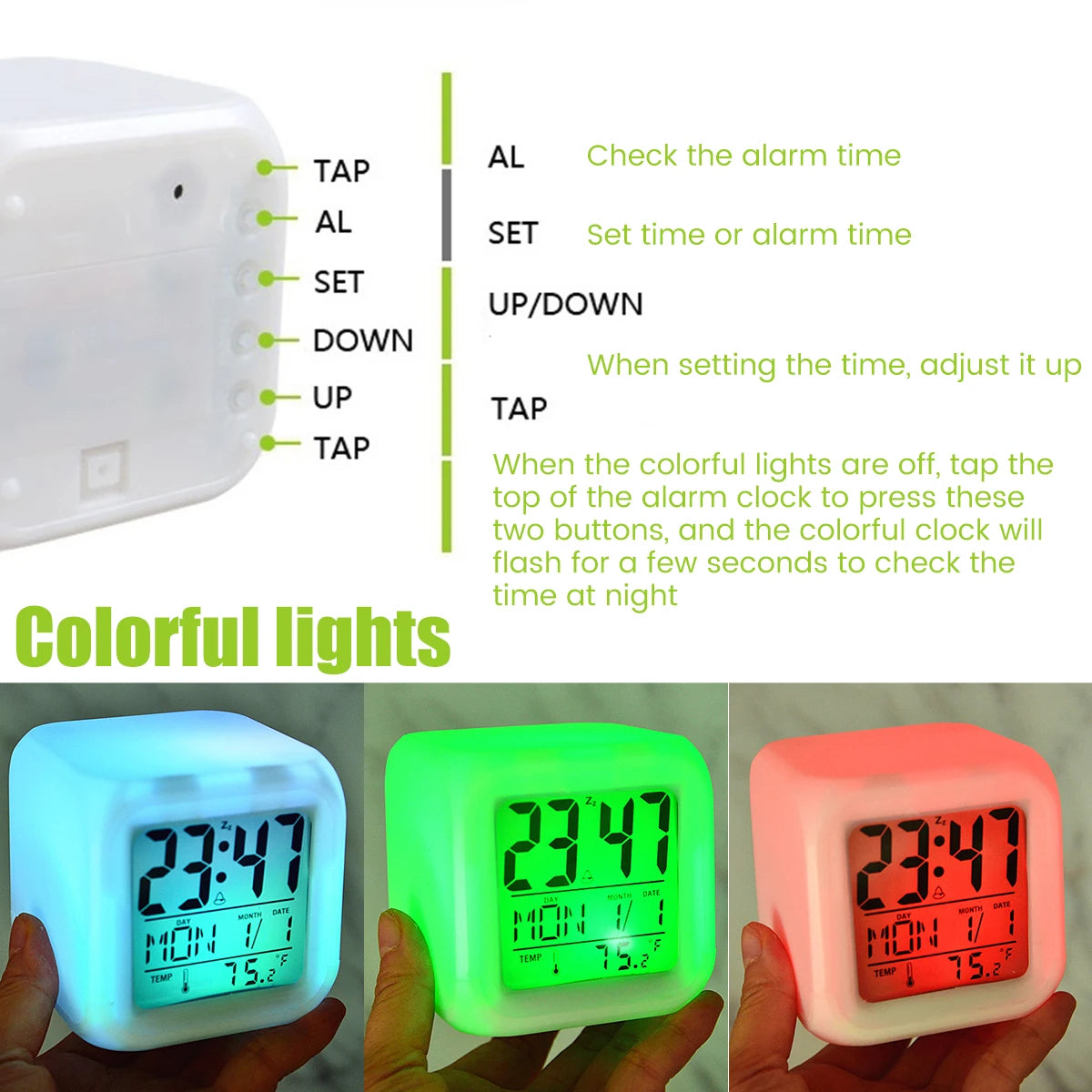 Digital Bedside Alarm Clock - Battery Options