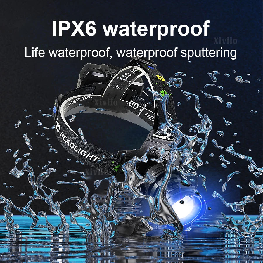 860000000LM Ultra Powerful LED Headlamp Super Bright Long Range 4500M Head Flashlight Rechargeable  Head Lantern Fishing Hunting