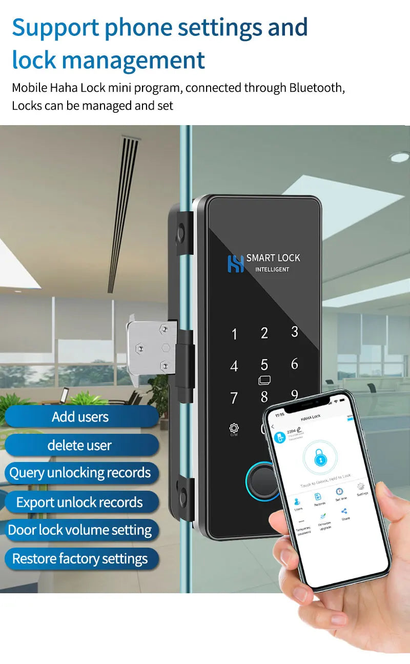 Bluetooth-tasted Lock til glas- eller rammede døre