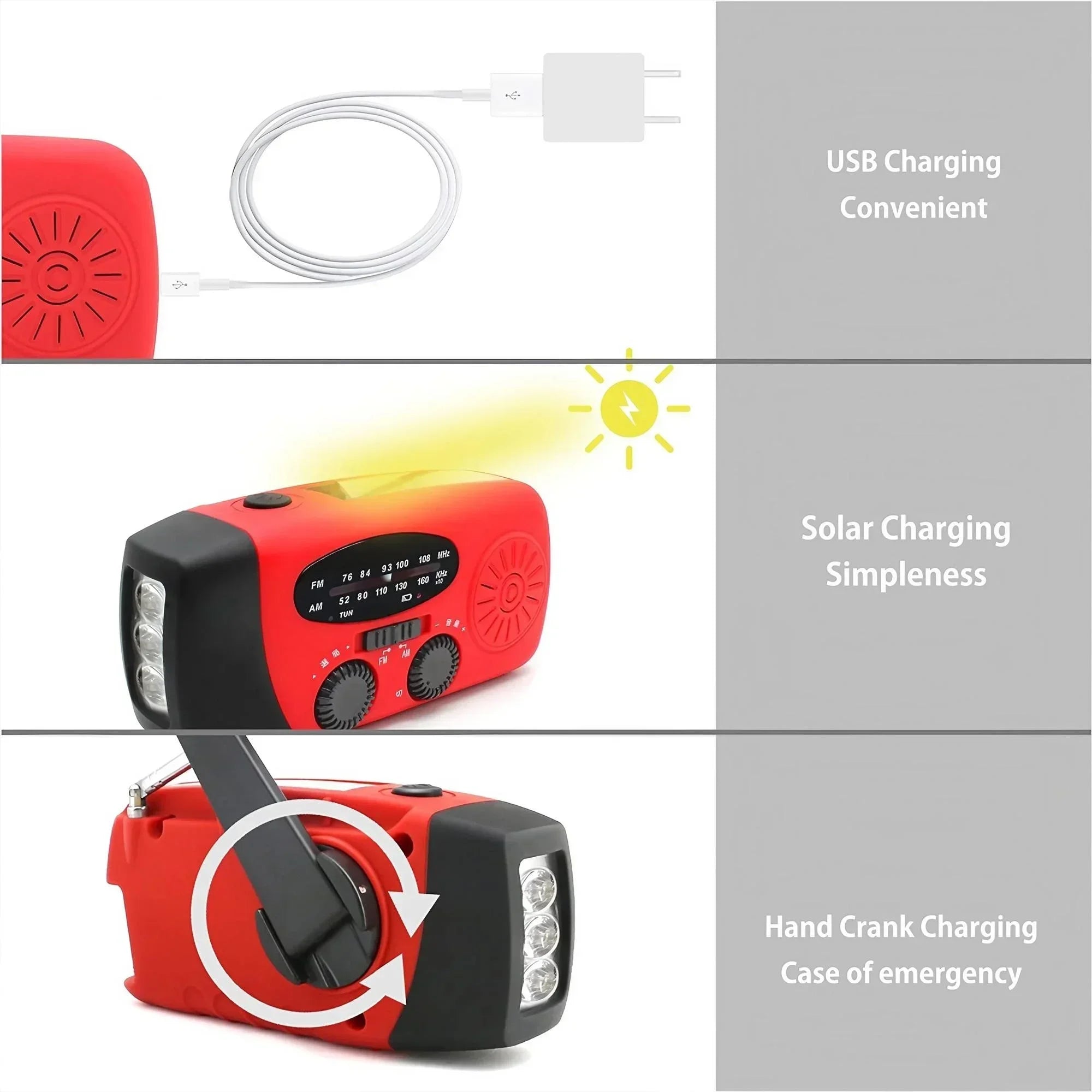 STONEGO Multifunctional FM Radio Outdoor Emergency Hand-crank Generator Solar Mobile Phone Charging Lighting Table Lamp 