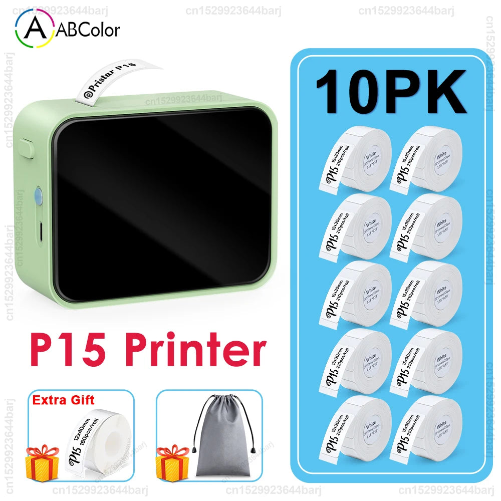 P15 Bluetooth Thermal Label Printer and Rolls