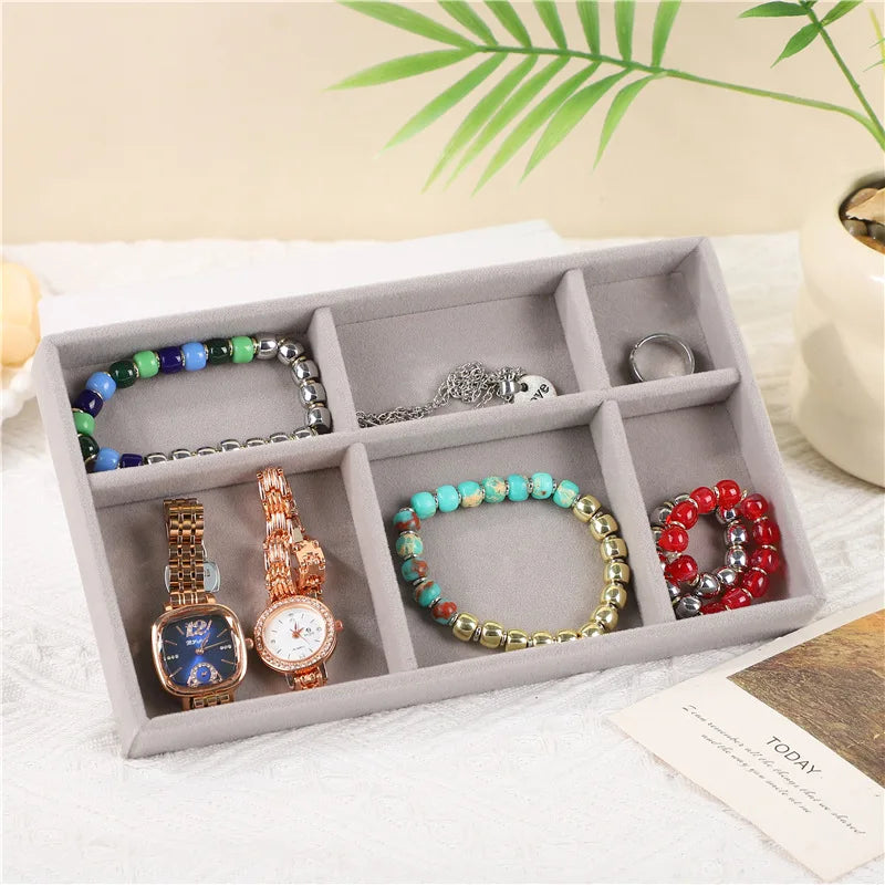 Tabuleiro para Joias em Veludo Cinzento - Várias Disposições