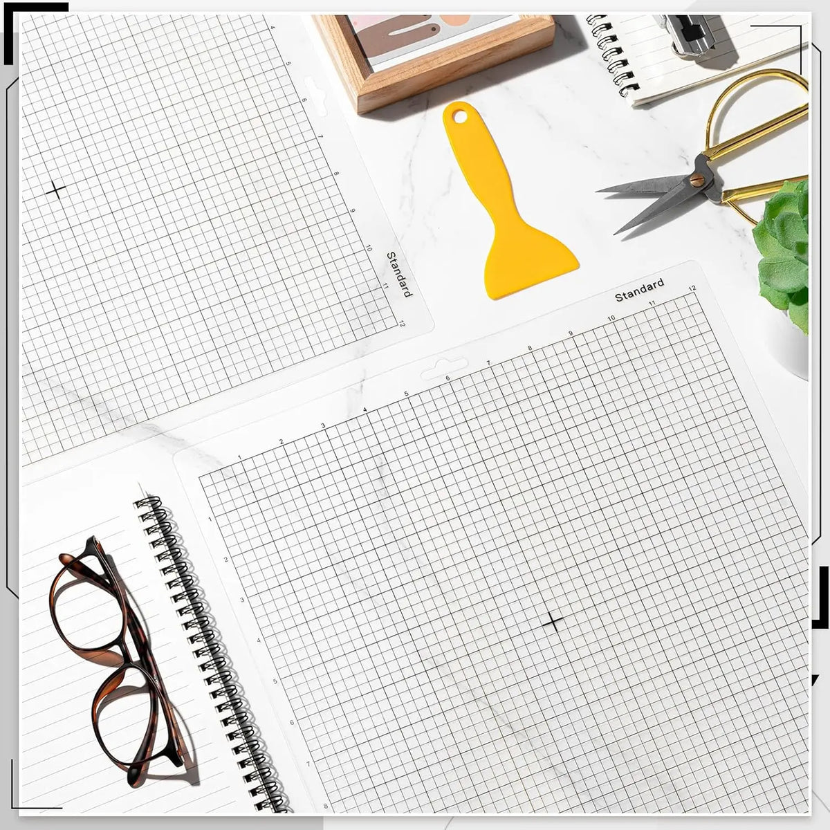 Standard-Grip Cameo Cutting Mats with Scraper, 3-Pack