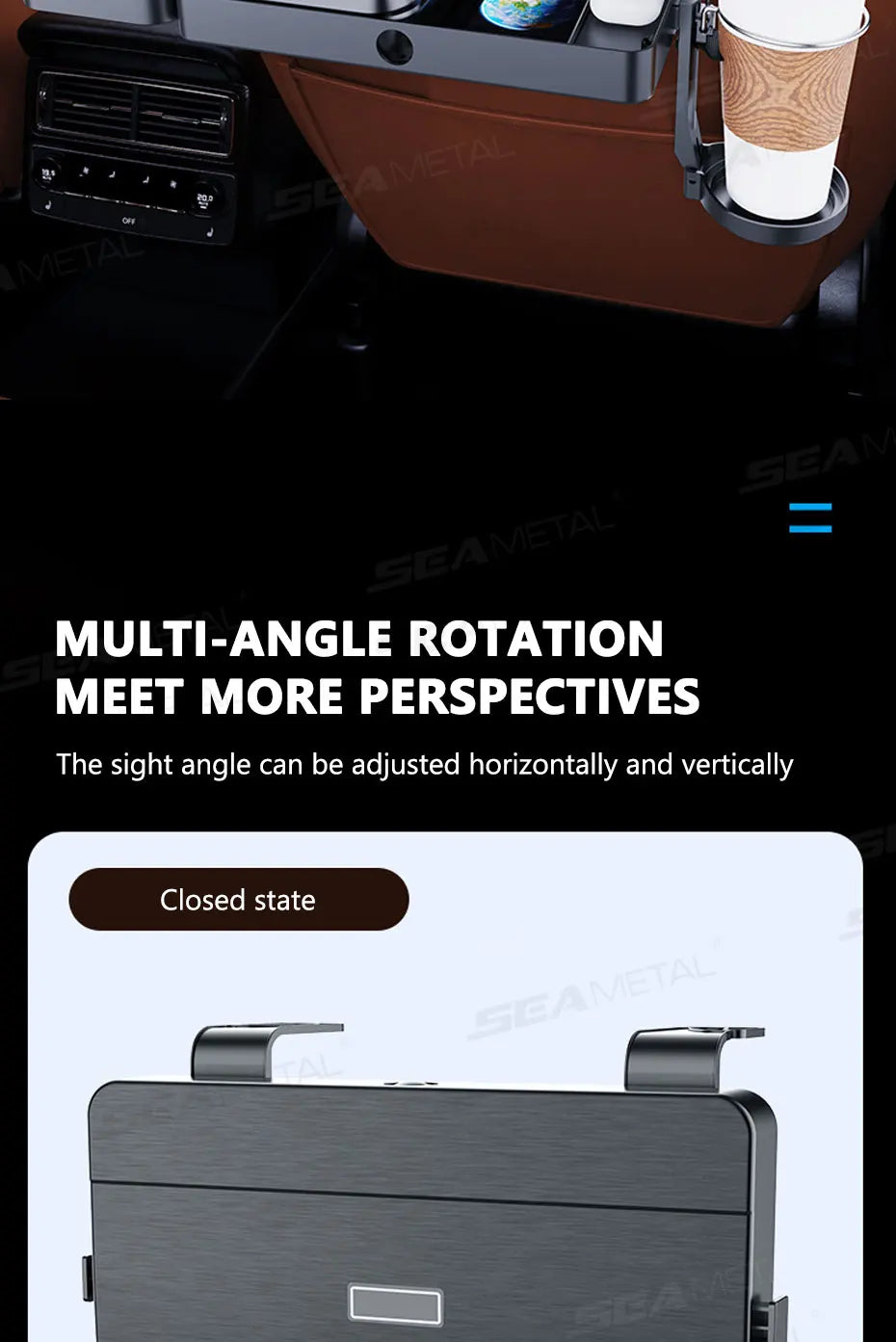SEAMETAL Foldable Car Seat Tray Table Portable Compact Vehicle Back Seat Table for Kids Stable Backseat Snacks Tray/Drink Holder