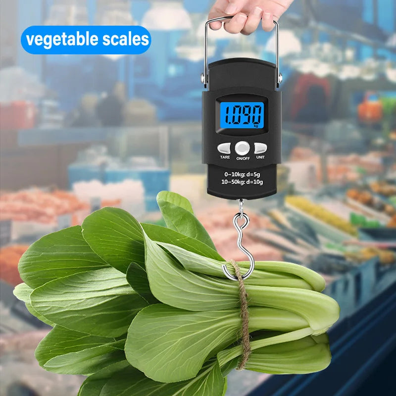 Portable LCD Electronic Hand Scale with Measuring Tape