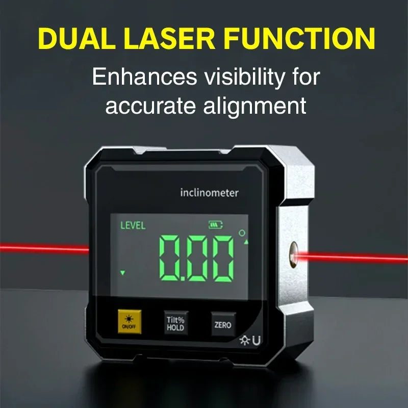 Digital Angle Ruler with Magnetic Base & Laser Inclinometer
