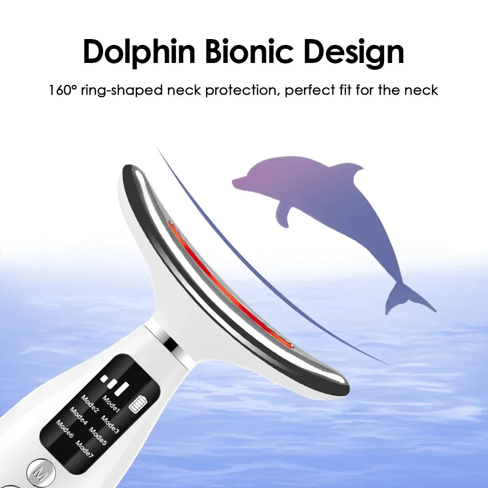 Przenośny masażer do twarzy i szyi z terapią światłem LED