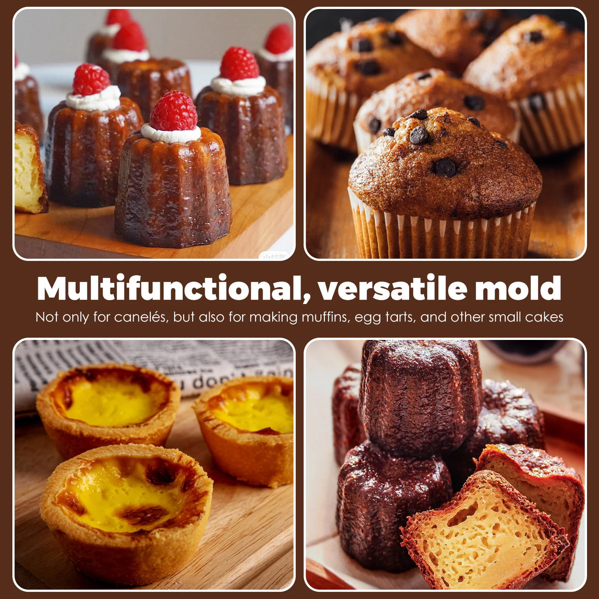 Kolfiber-stål canelé-panna, 6, 9 eller 12 hål