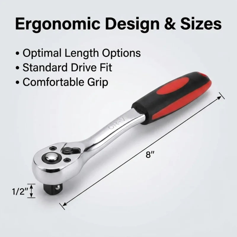 72 Tooth Quick Ratchet Wrench Two-way Socket Wrench Repair Tools for Vehicle Bicycle