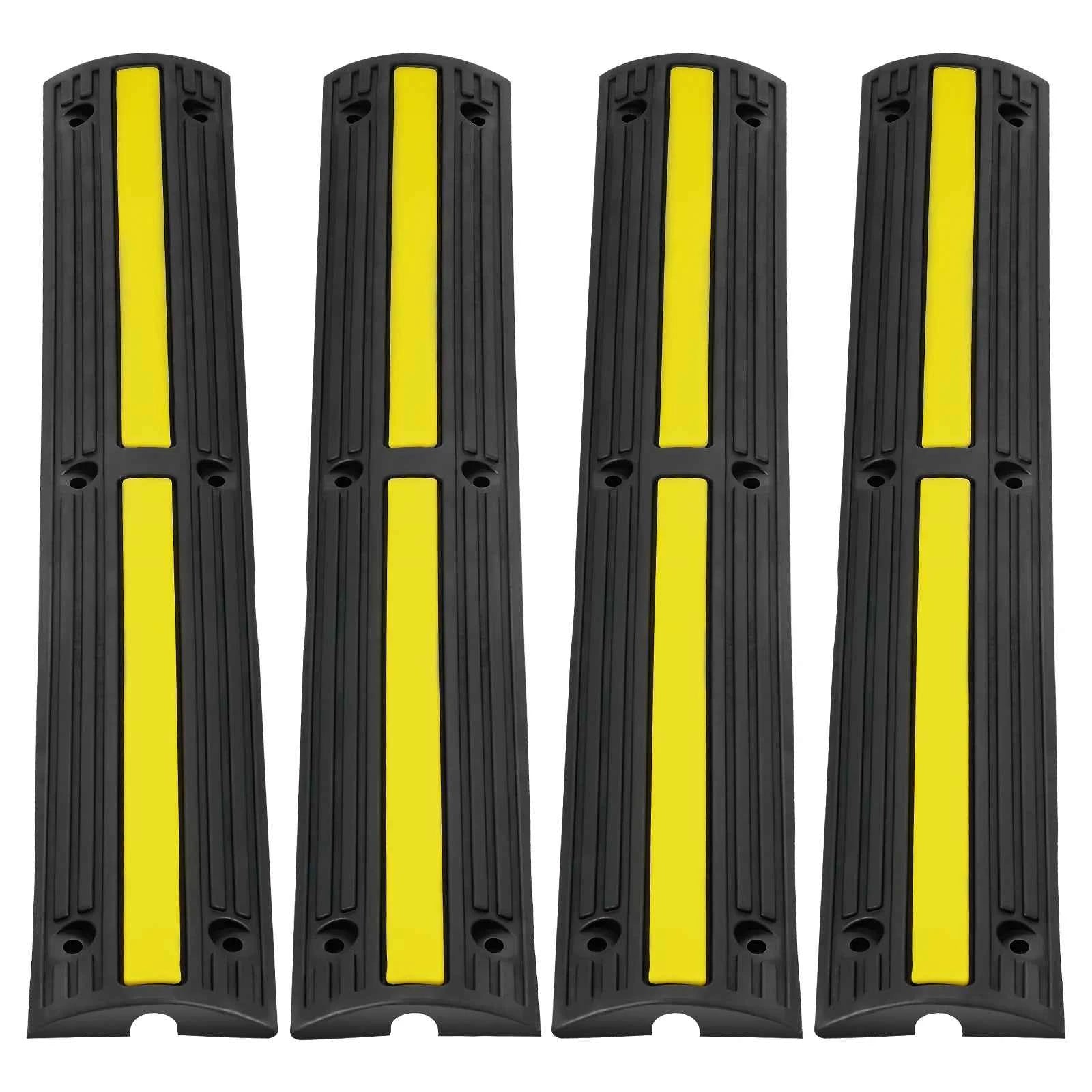 3.28ft Cable Protector Ramp 4 Pack 1 Channel Heavy Duty Rubber Speed Bump