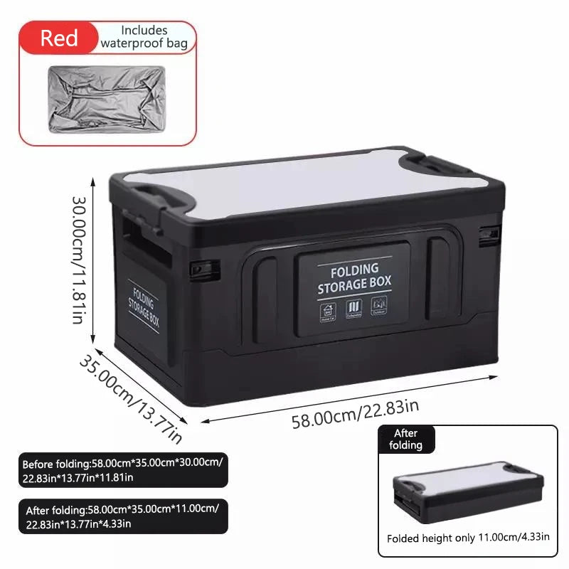 SEAMETAL Large-Capacity Foldable Storage Box for Car Trunk Organizer 61L Large-Bearing Thicken Storage Box for Camping/Fishing