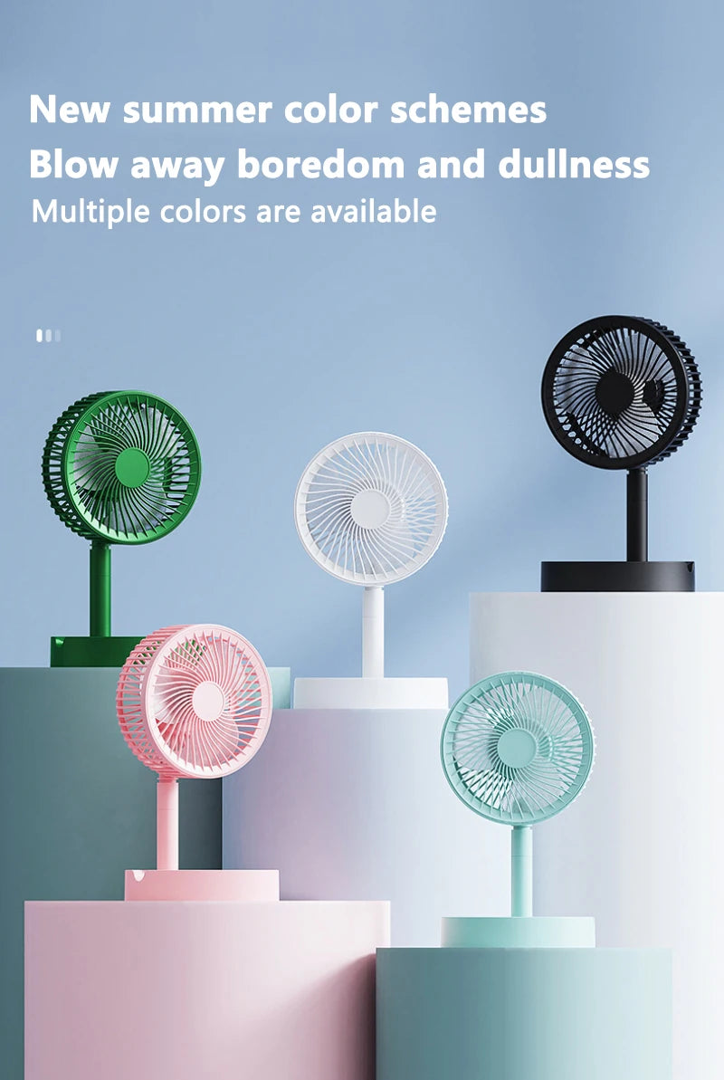 Ventilatore da scrivania pieghevole USB portatile con 3 velocità e timer