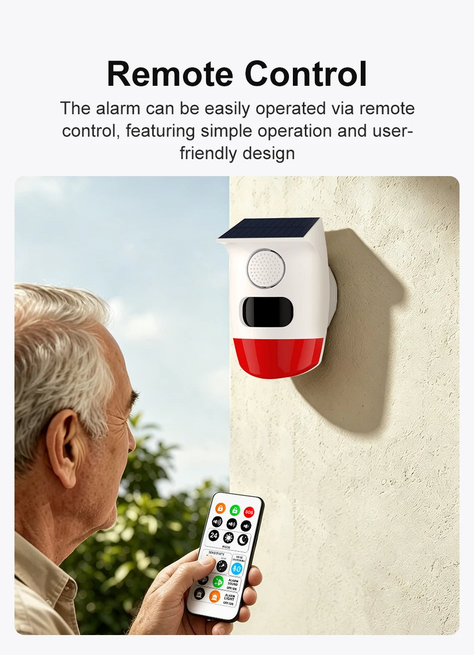 Solar Motion Sensor Alarm with 120dB Siren