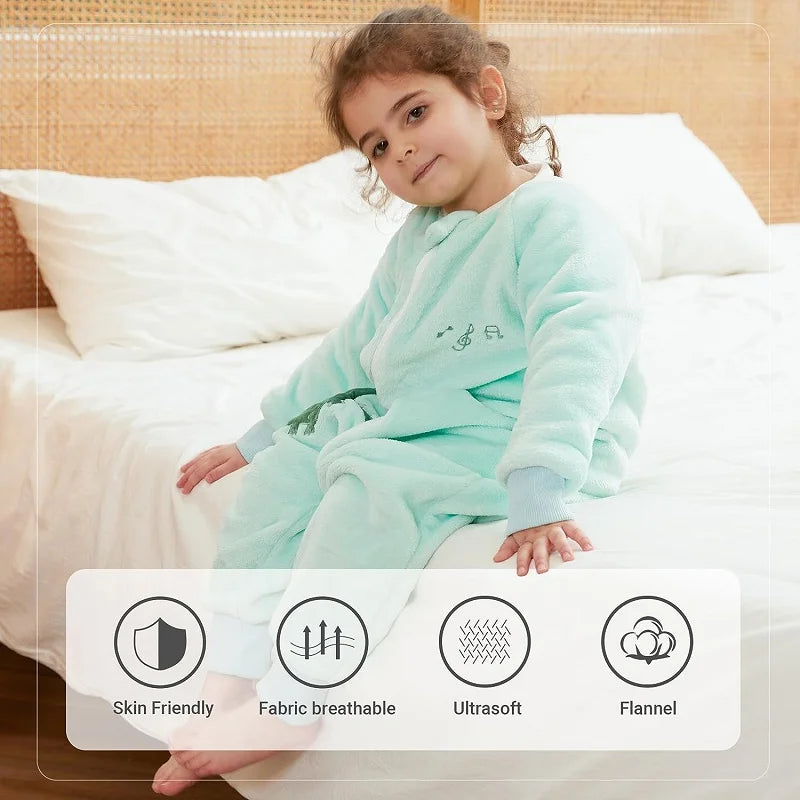 Tecknad flanell sovsäck pyjamas för barn