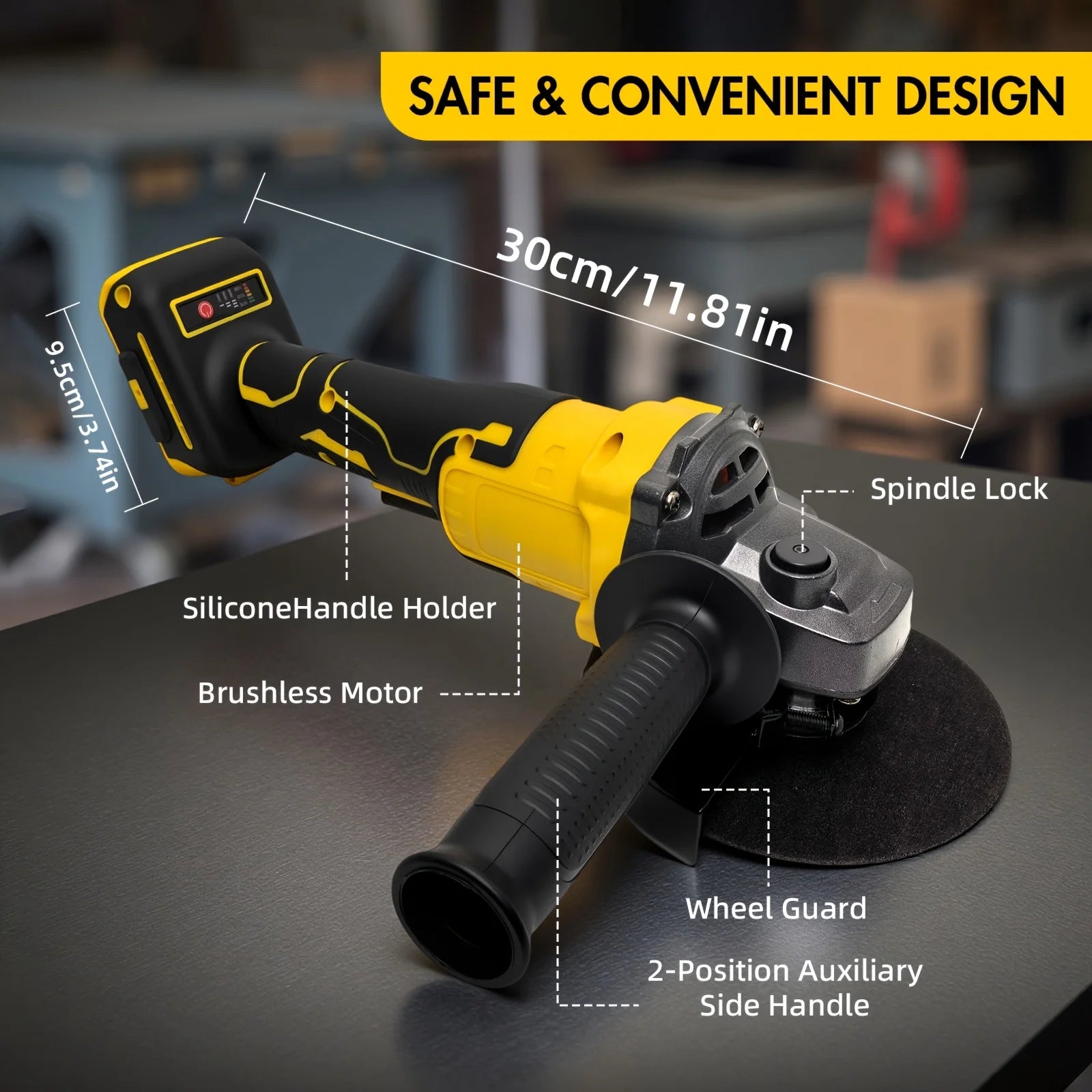 Cordless 5" Angle Grinder for Dewalt 20V Battery, 3 Speeds