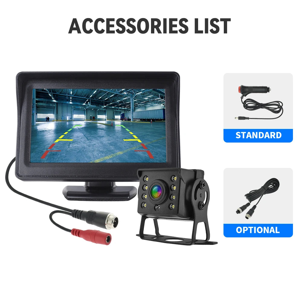 4.3" HD Car Backup Camera System with Monitor & Parking Guidelines