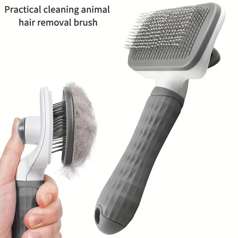 Push-Button Pet Grooming Brush