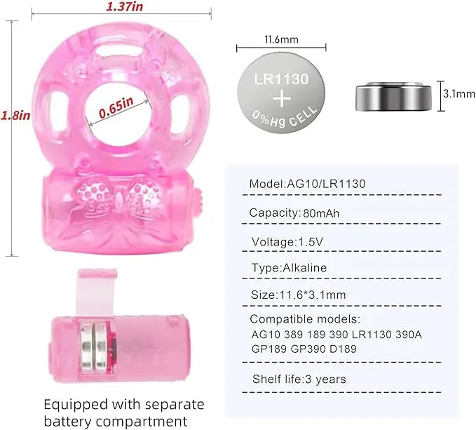 Vibrating Silicone Cock Ring with Clitoral Stimulator (10 Pack)