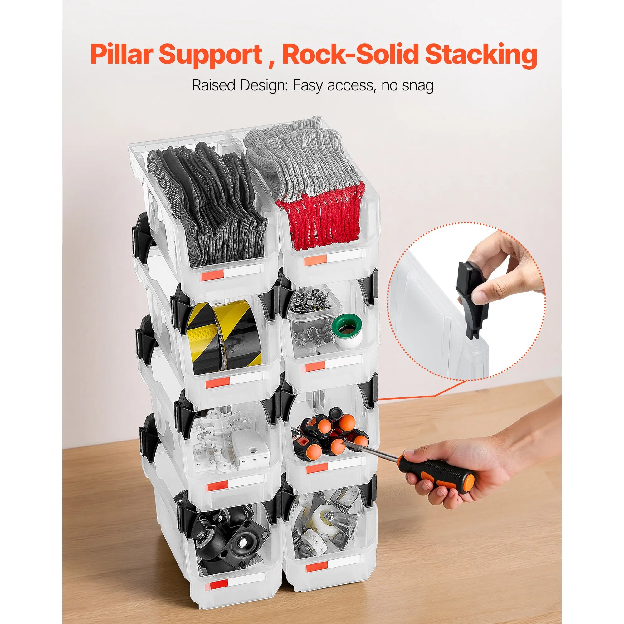 8 Pack Stackable Storage Bins with Front Access Organizer Boxes