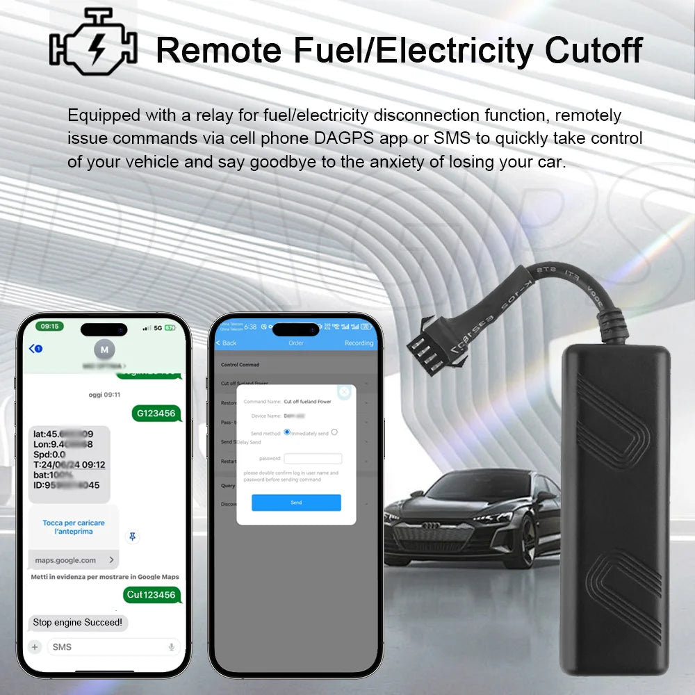 DAGPS Mini GPS Tracker TK205 Device ST-901 Car Motorcycle GSM Locator Remote Control With Real Time Listening System APP - Spy-shop.com