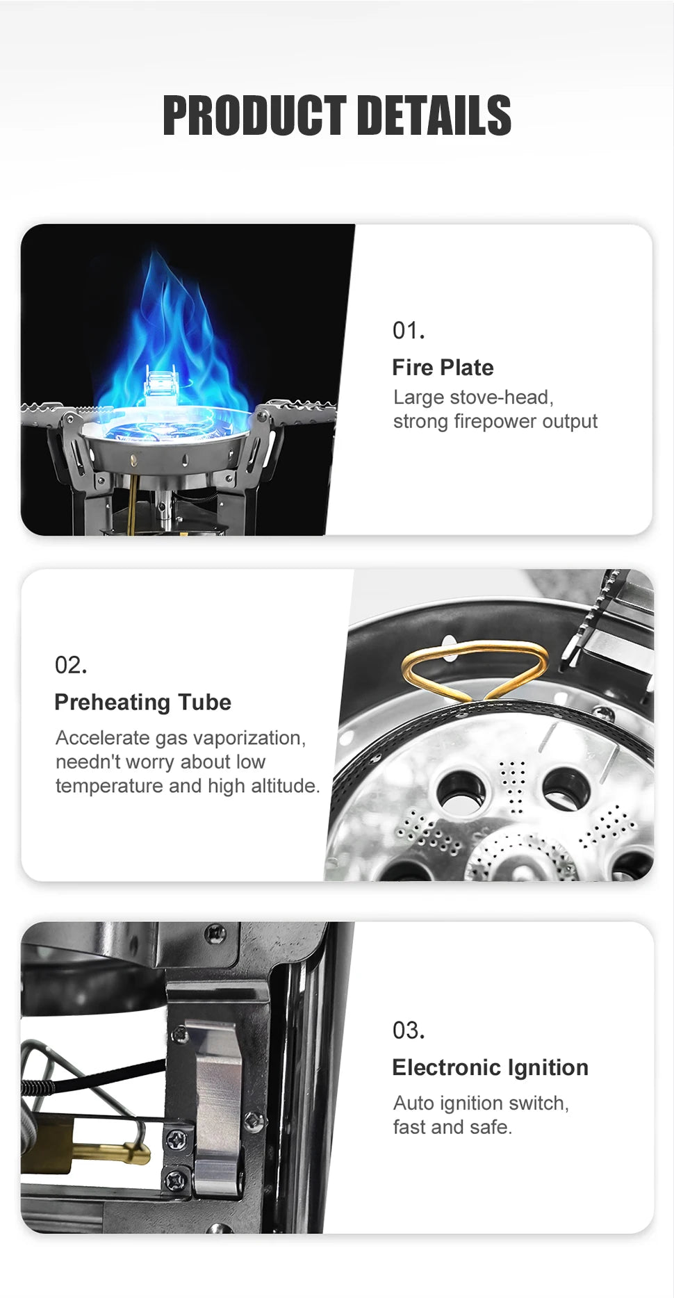 BRS-69 Outdoor Gas Stove 4360W Foldable Adjustable Camping Burner