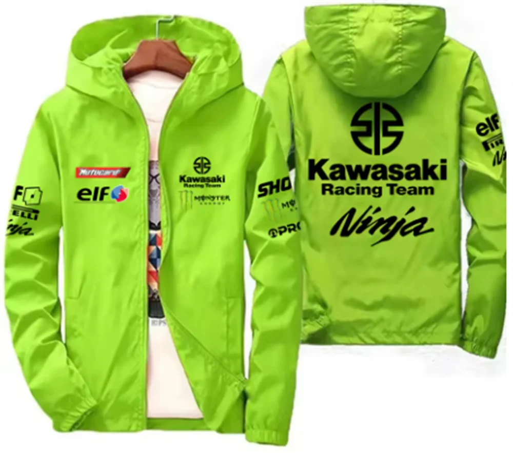 2025 Fashion New Kawasaki Motorcycle Jacket, Racing, Waterproof and Windproof, Outdoor Sports Bicycle, Men's Fan Jacket 
