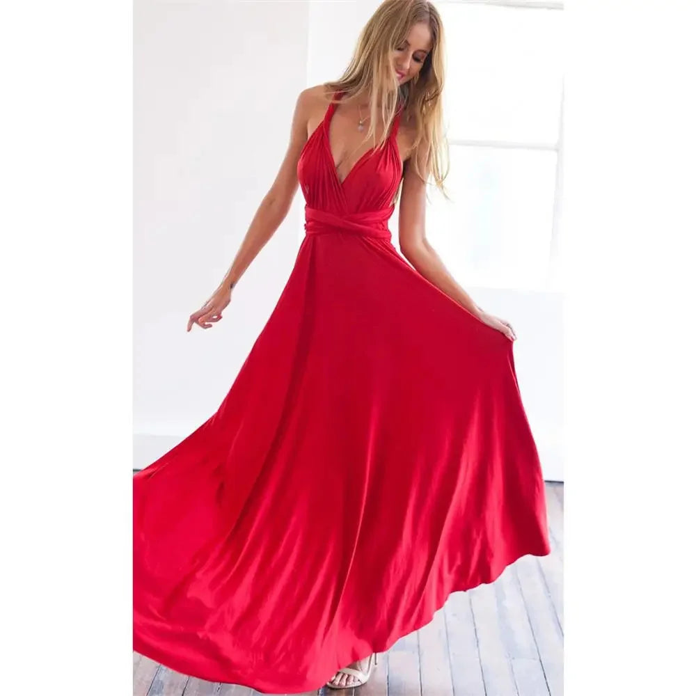 Sexy Women Multiway Wrap Convertible Boho Maxi Club Red Dress Bandage Long Dress Party Bridesmaids Infinity Robe Longue Femme 