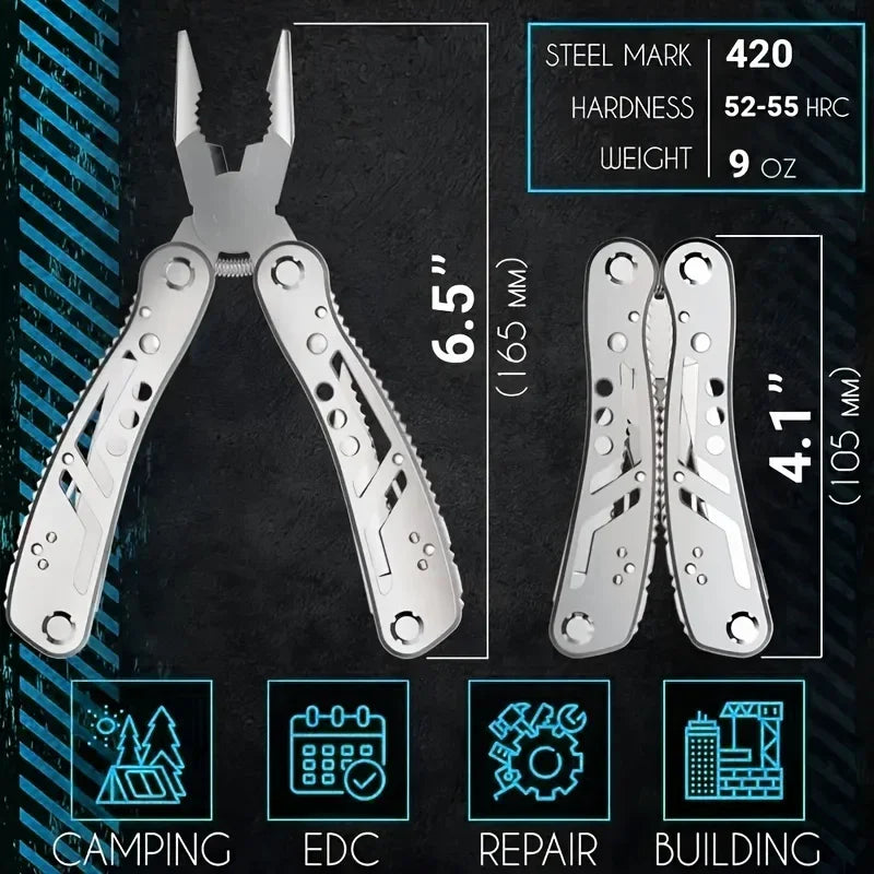24-in-1 Multitool with Pliers, Knife and 11 Magnetic Bits